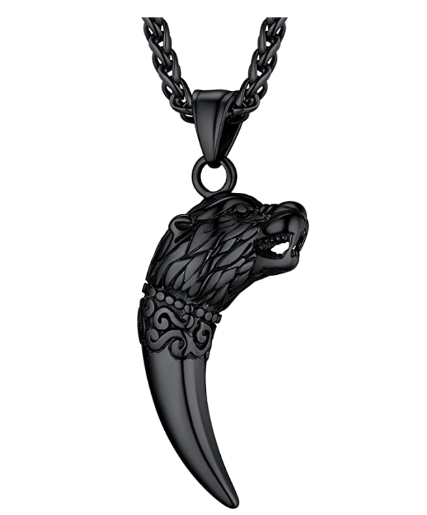 Stainless Steel Wolf Tooth Pendant on Adjustable Leather - Norse Spirit